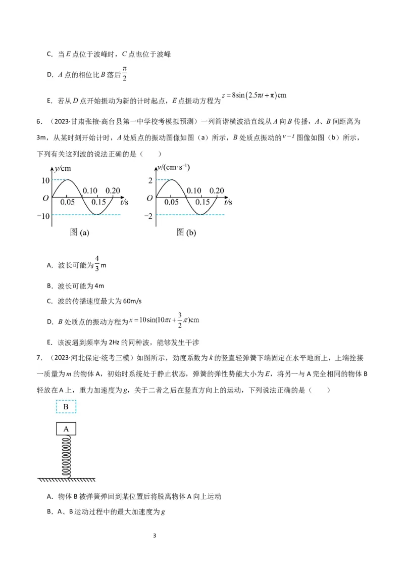 考点巩固卷48简谐运动和单摆的理解和应用（原卷版）_04高考物理_新高考复习资料_2024新高考复习资料_一轮复习资料_完2024年高考物理一轮复习考点通关卷（新高考通用）_考点巩固卷