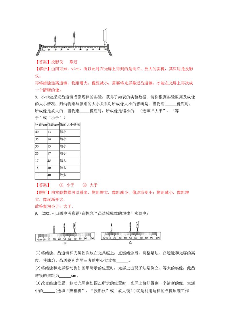 4.3凸透镜成像的规律(解析版)_8上-初中物理苏科版(4)_赠送：旧版资料（和新版好多一样，仍具有很大参考价值）_03讲义_4.3凸透镜成像的规律