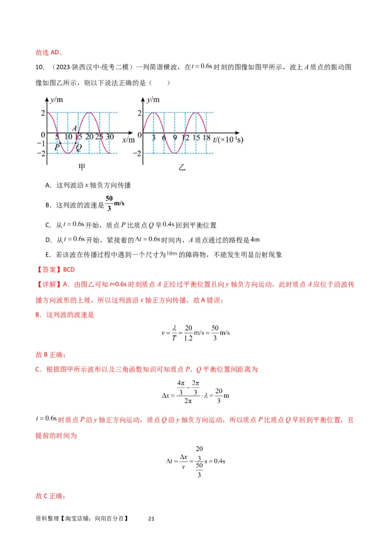 考点巩固卷50波的干涉和衍射（解析版）_04高考物理_新高考复习资料_2024新高考复习资料_一轮复习资料_完2024年高考物理一轮复习考点通关卷（新高考通用）_考点巩固卷_力学部分