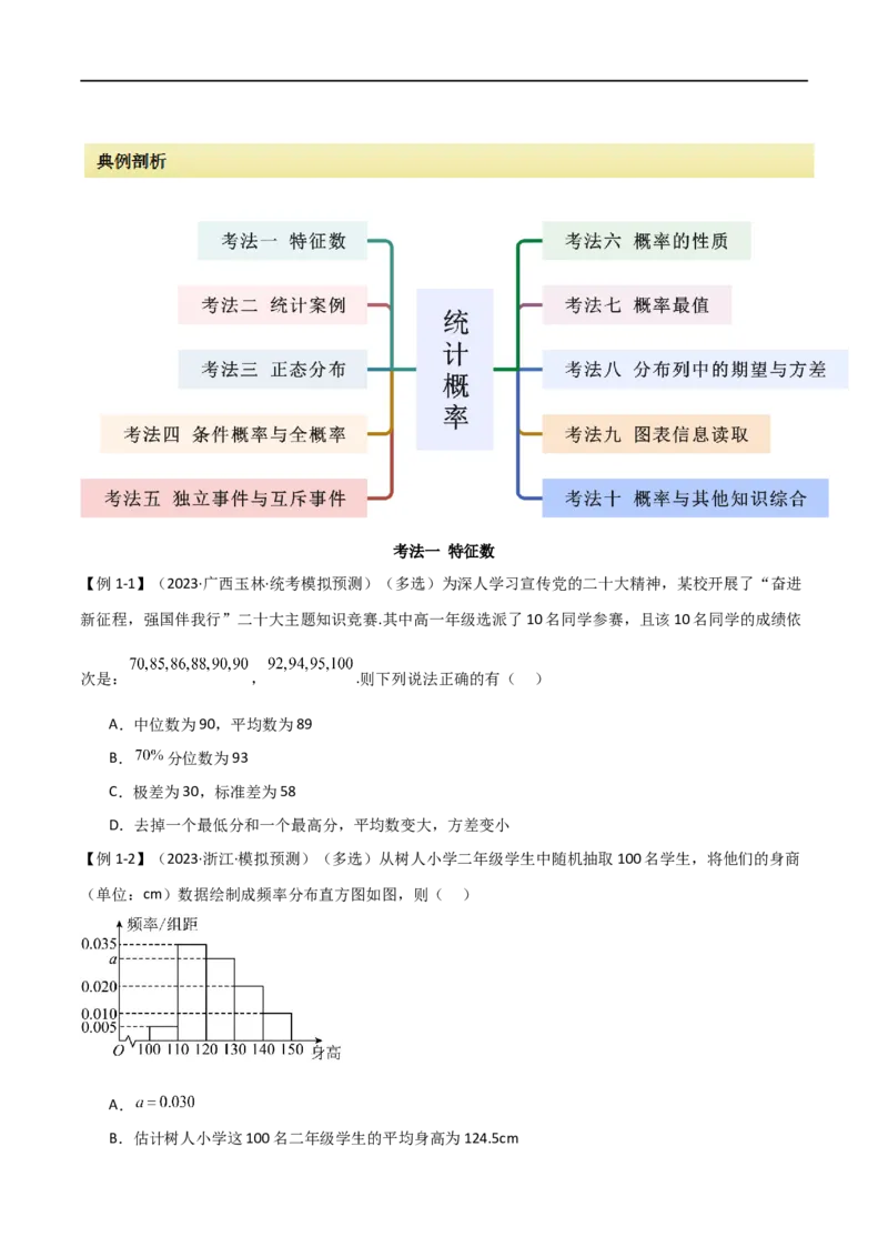 专题12统计概率（选填题10种考法）（原卷版）_新高考复习资料_2024年新高考资料_二轮复习资料_2024届高三数学二轮复习《考法分类》专题训练（新高考）_1、选填题