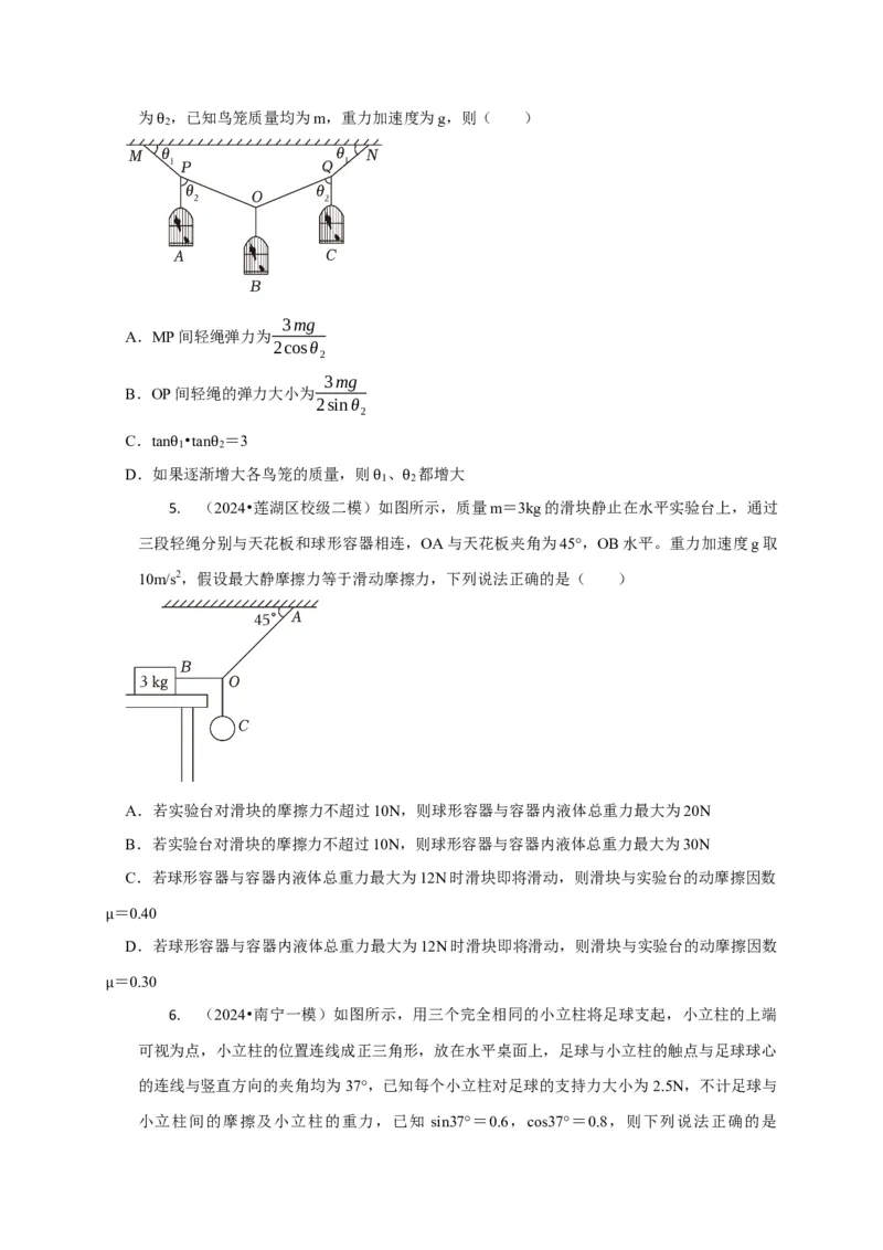 选择1力和物体平衡（原卷版）_04高考物理_2025年新高考资料_二轮复习_模型与方法2025届高考物理二轮复习热点题型归类340322924