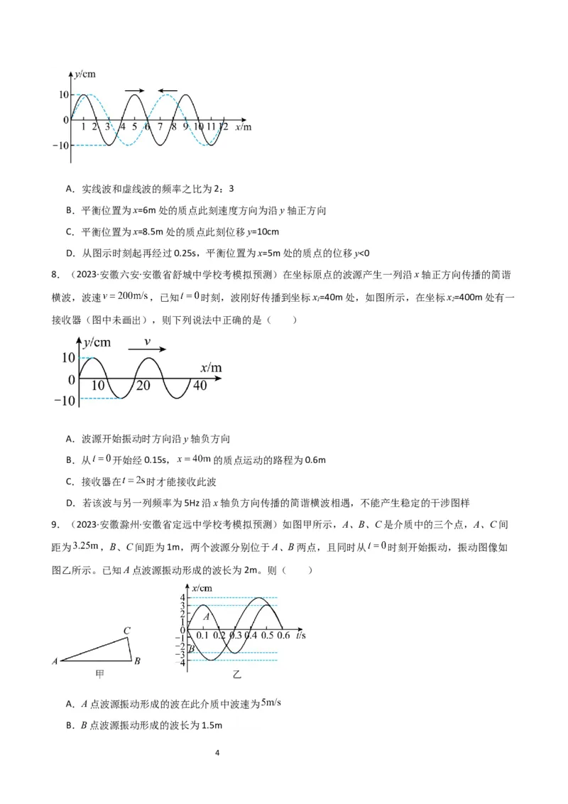 考点巩固卷50波的干涉和衍射（原卷版）_04高考物理_新高考复习资料_2024新高考复习资料_一轮复习资料_完2024年高考物理一轮复习考点通关卷（新高考通用）_考点巩固卷_力学部分