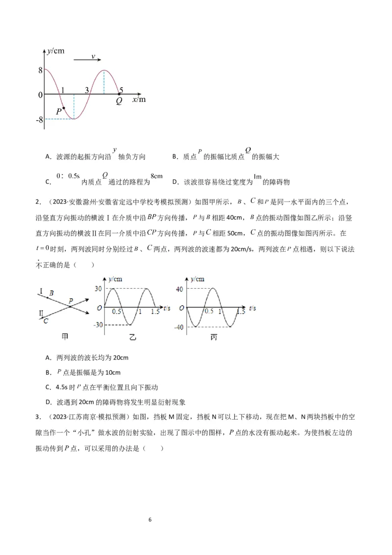 考点巩固卷50波的干涉和衍射（原卷版）_04高考物理_新高考复习资料_2024新高考复习资料_一轮复习资料_完2024年高考物理一轮复习考点通关卷（新高考通用）_考点巩固卷_力学部分