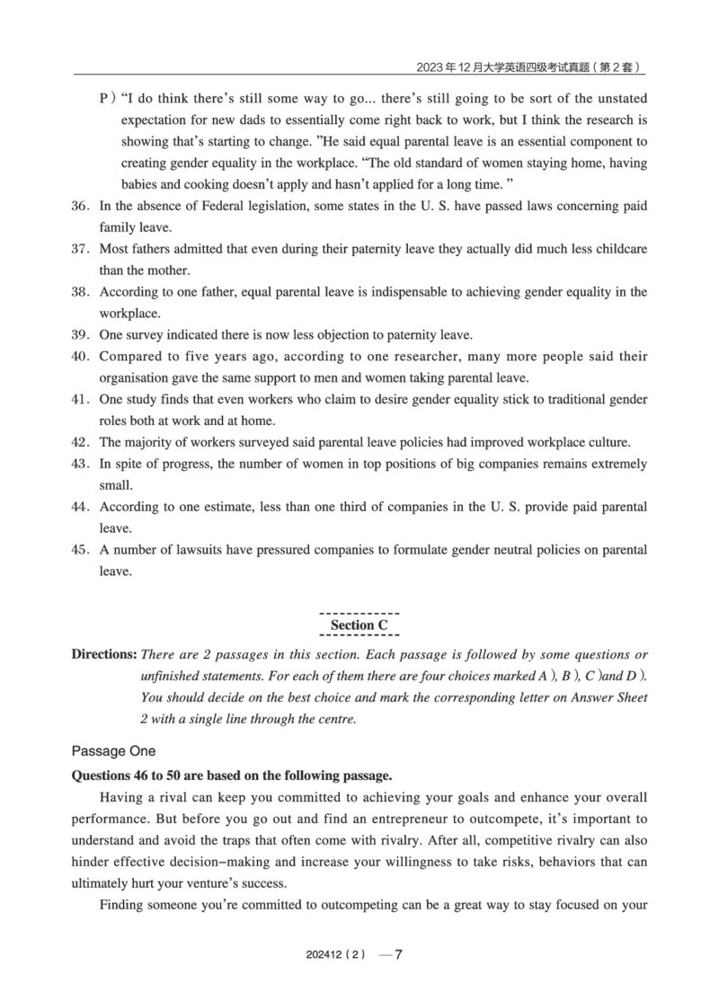 2023年12月四级真题第2套(1)_英语四六级保存避免失效_最新更新，视频都在这_2026、6月四级速转存易和谐_0、2025年12月四级_04.笑过四级全程班周思成_00.讲义_四级真题_2023年四级真题