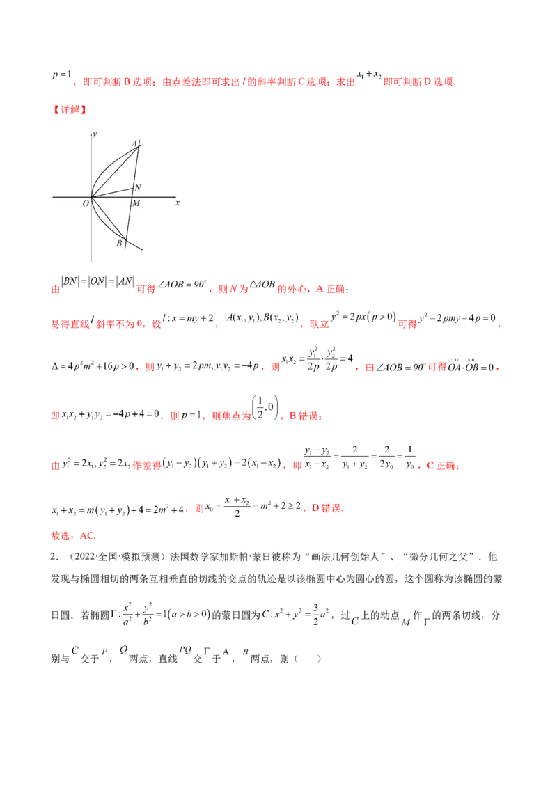重难点15七种圆锥曲线的应用解题方法（核心考点讲与练）-2023年高考数学一轮复习核心考点讲与练（新高考专用）(解析版）_02高考数学_新高考复习资料_2023年新高考资料_一轮复习