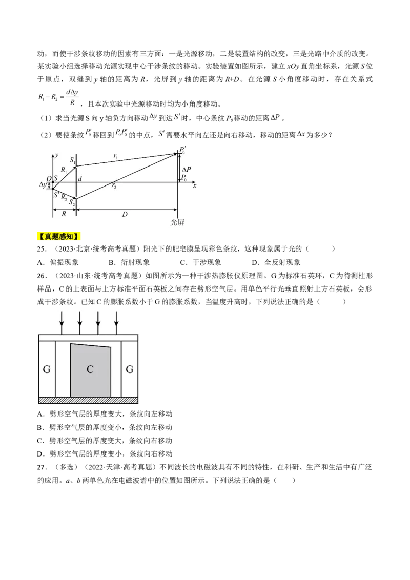 考点65光的干涉、衍射和偏振（原卷版）_04高考物理_通用版（老高考）复习资料_2024年复习资料_完备战2024年高考物理一轮复习考点帮（全国通用）
