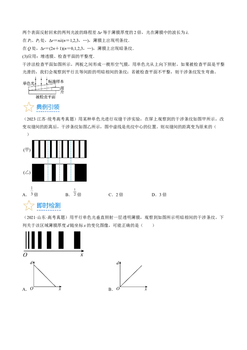 考点65光的干涉、衍射和偏振（原卷版）_04高考物理_通用版（老高考）复习资料_2024年复习资料_完备战2024年高考物理一轮复习考点帮（全国通用）