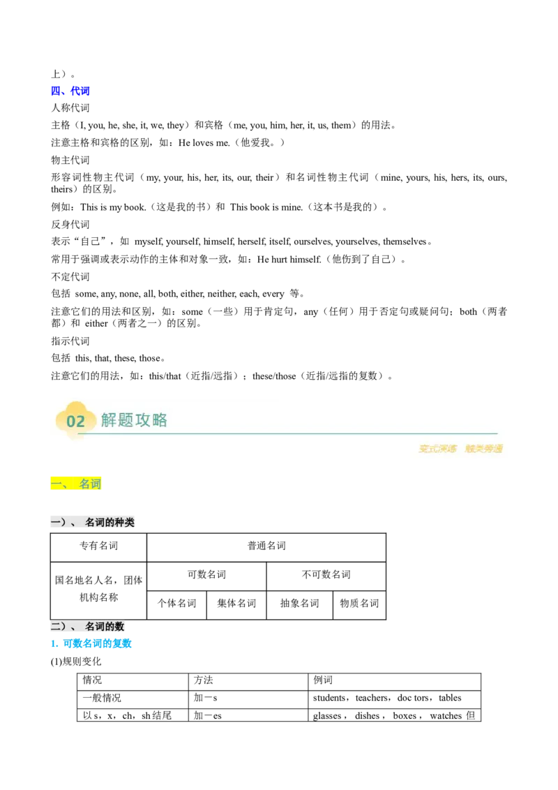 重难语法练01名词冠词介词代词及其它（解析版）_2025年新高考资料_二轮复习_01高考语文等多个文件_2025年高考英语二轮热点题型归纳与变式演练（新高考通用）_第四部分重点语法