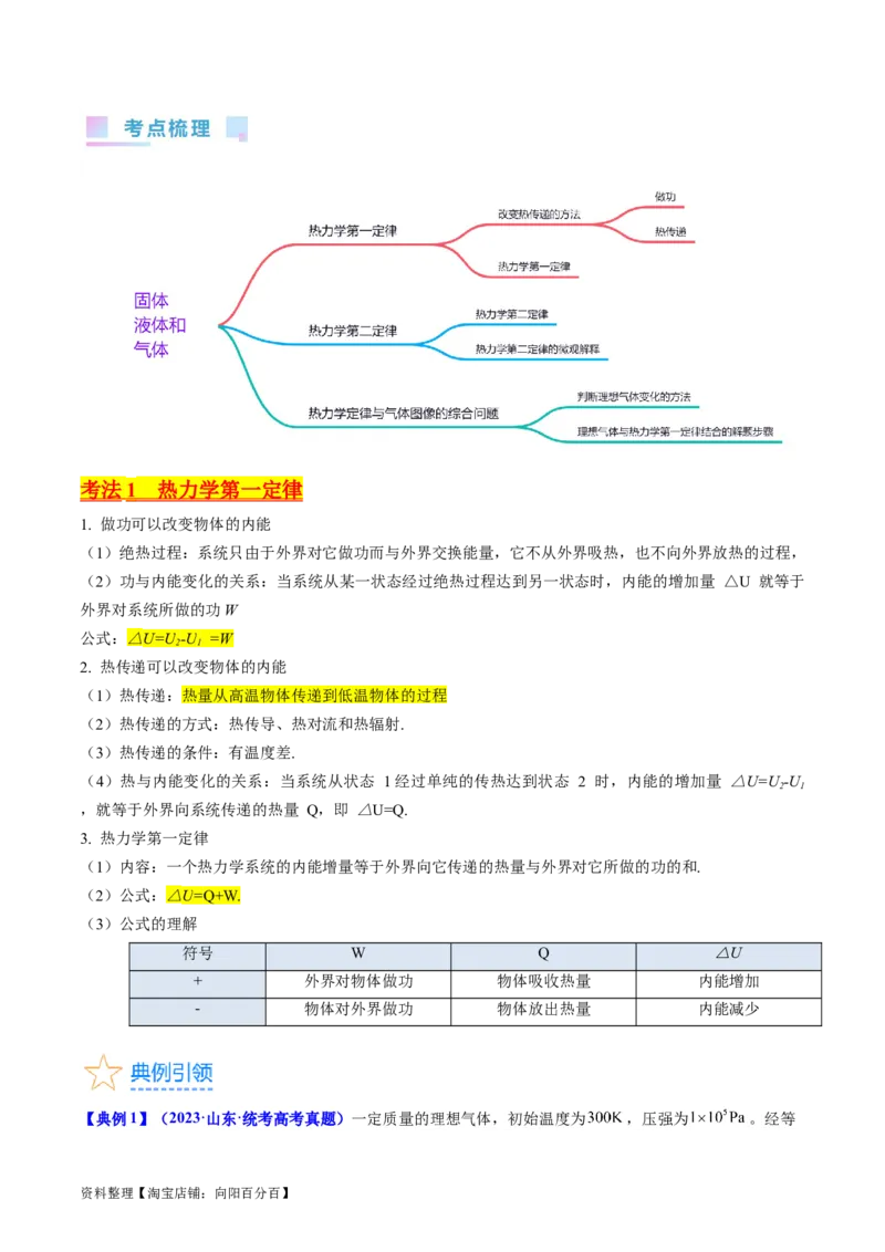 考点57热力学定律与能力守恒定律（核心考点精讲+分层精练)解析版_04高考物理_新高考复习资料_2024新高考复习资料_一轮复习资料