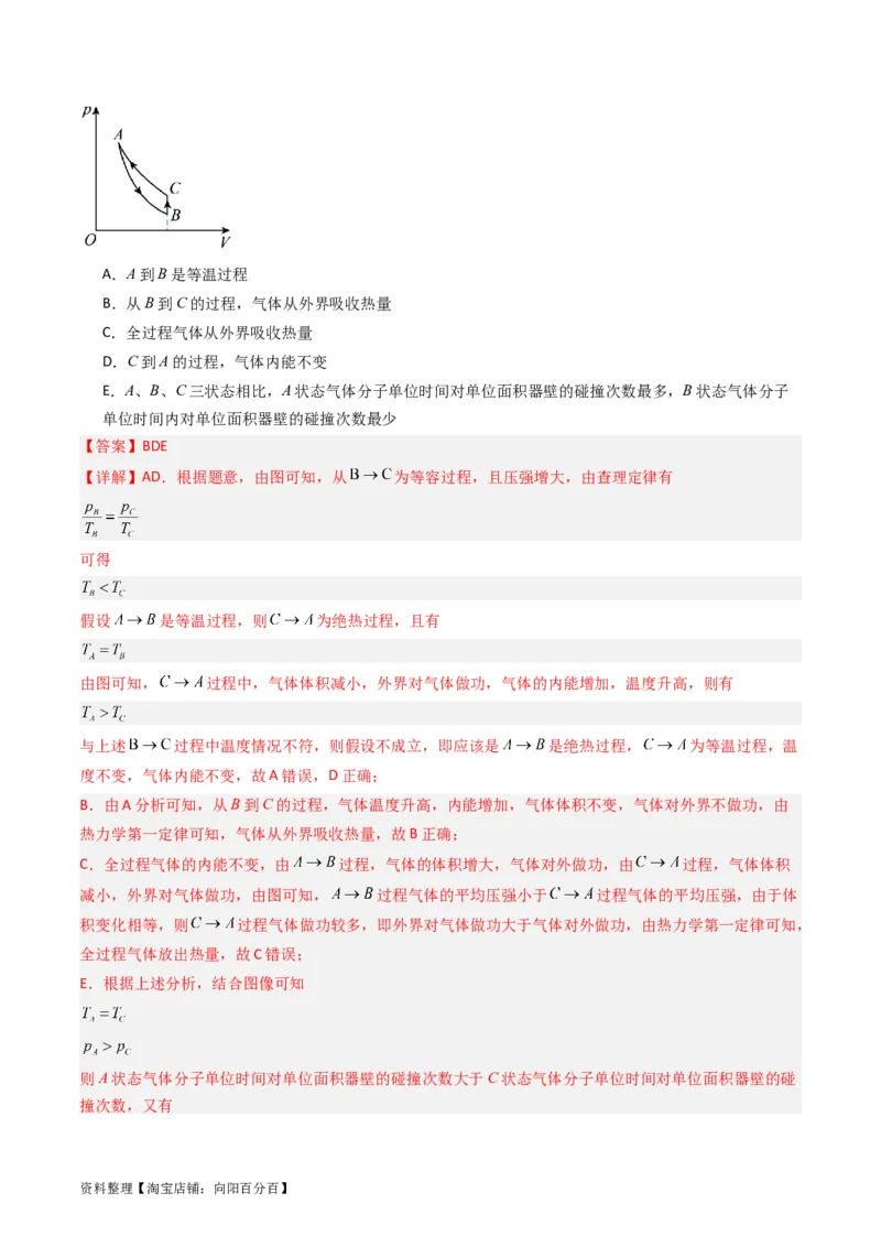 考点57热力学定律与能力守恒定律（核心考点精讲+分层精练)解析版_04高考物理_新高考复习资料_2024新高考复习资料_一轮复习资料
