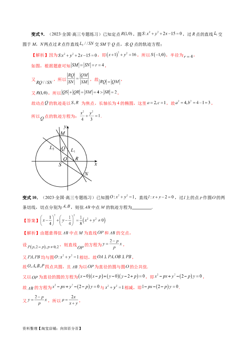 重难点突破05求曲线的轨迹方程（十大题型）（解析版）_02高考数学_新高考复习资料_2024年新高考资料_一轮复习资料_完2024年高考数学一轮复习讲练测(课件+讲义+练习)（新高考）