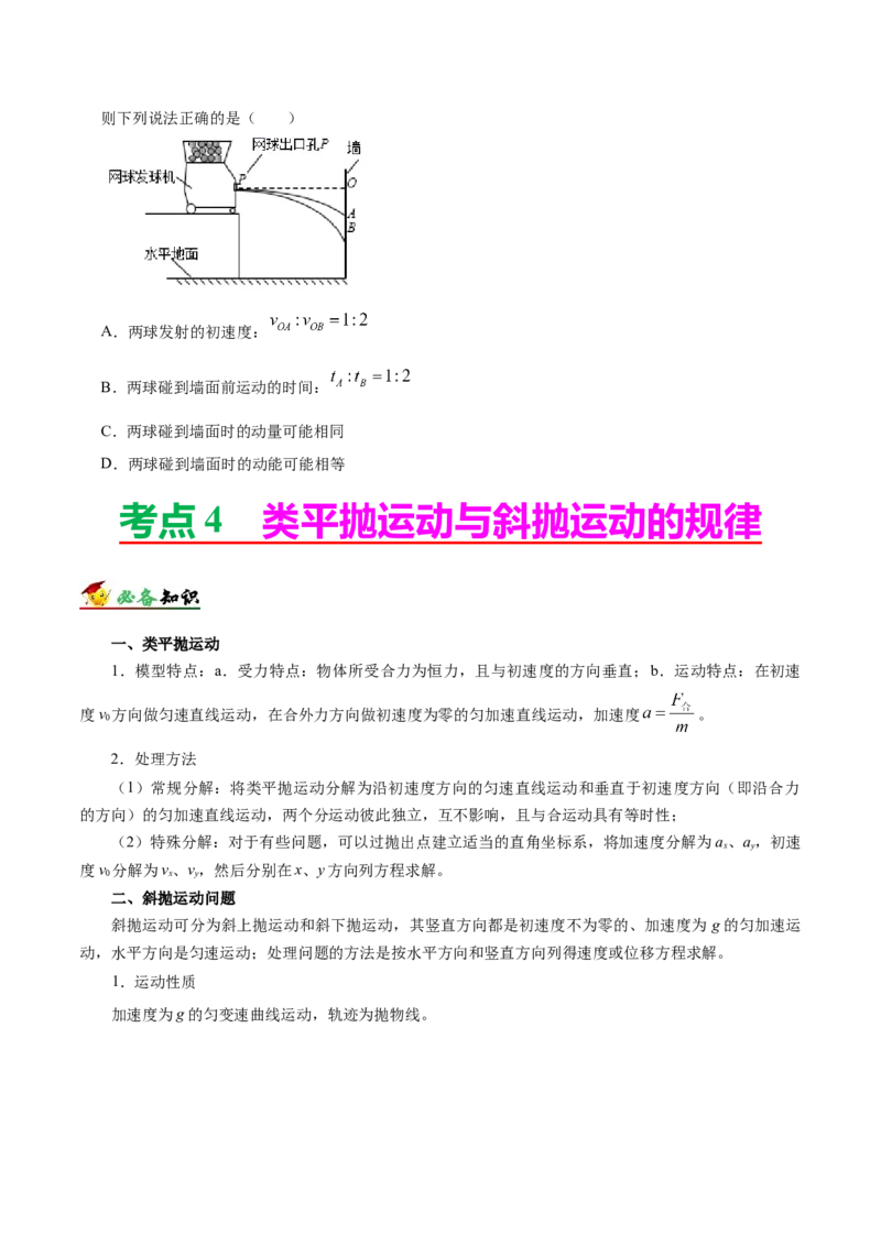 解密04曲线运动（原卷版）-高频考点解密2021年高考物理二轮复习讲义+分层训练_04高考物理_新高考复习资料_2021年新高考资料_高频考点解密2021年高考物理二轮复习讲义+分层训练