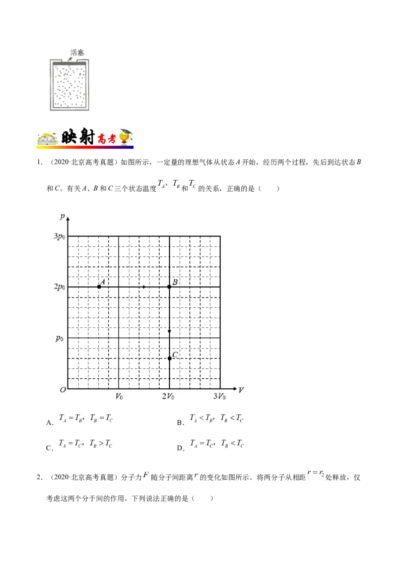 解密16热学（原卷版）-高频考点解密2021年高考物理二轮复习讲义+分层训练_04高考物理_新高考复习资料_2021年新高考资料_高频考点解密2021年高考物理二轮复习讲义+分层训练