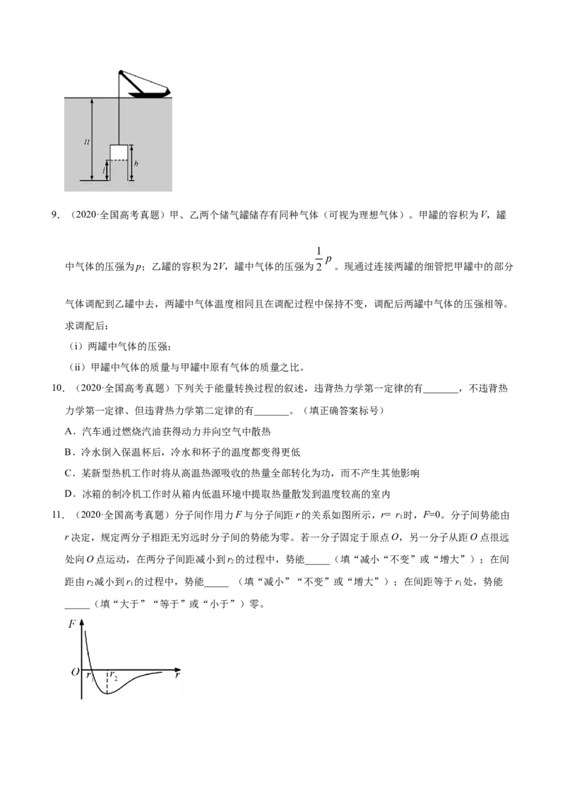解密16热学（原卷版）-高频考点解密2021年高考物理二轮复习讲义+分层训练_04高考物理_新高考复习资料_2021年新高考资料_高频考点解密2021年高考物理二轮复习讲义+分层训练
