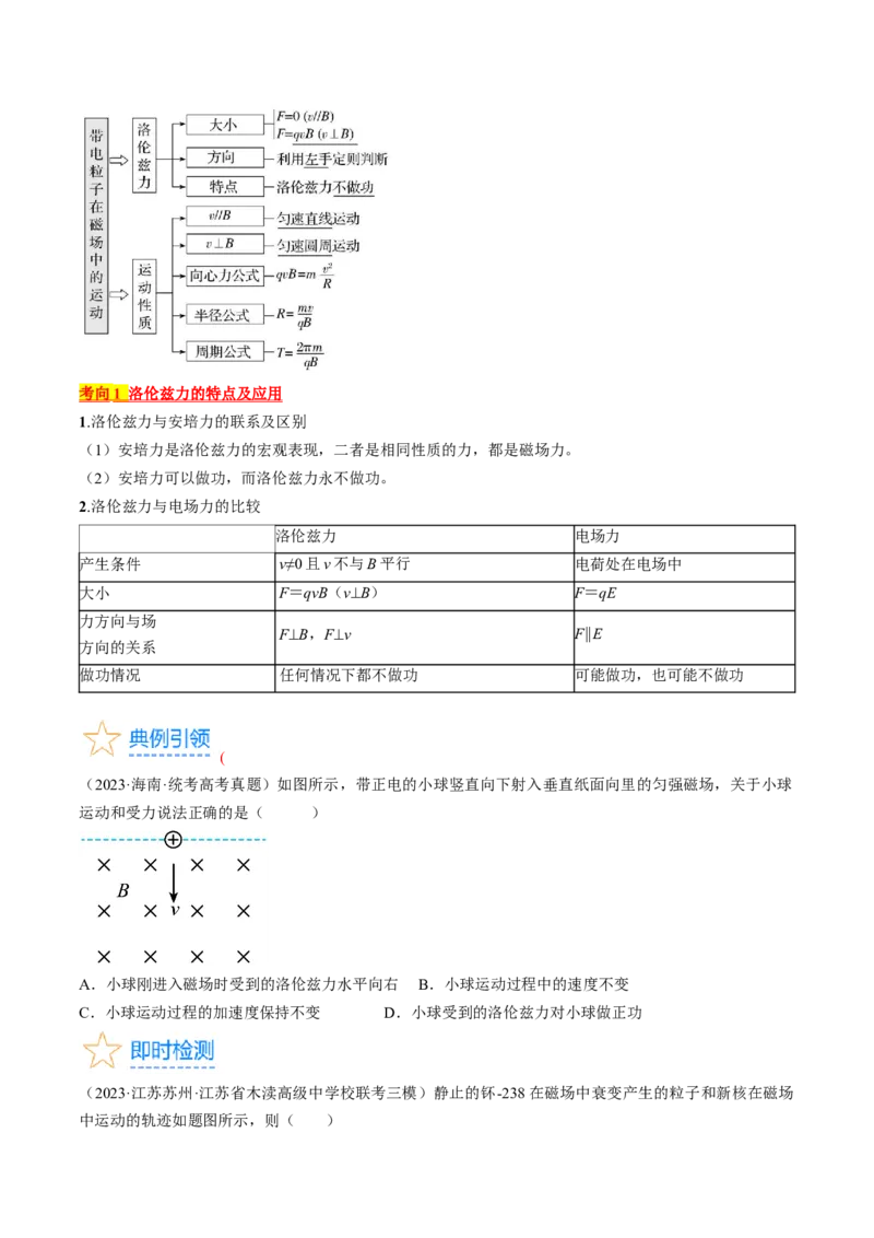 考点45带电粒子在磁场中运动洛伦兹力（原卷版）_04高考物理_通用版（老高考）复习资料_2024年复习资料_完备战2024年高考物理一轮复习考点帮（全国通用）