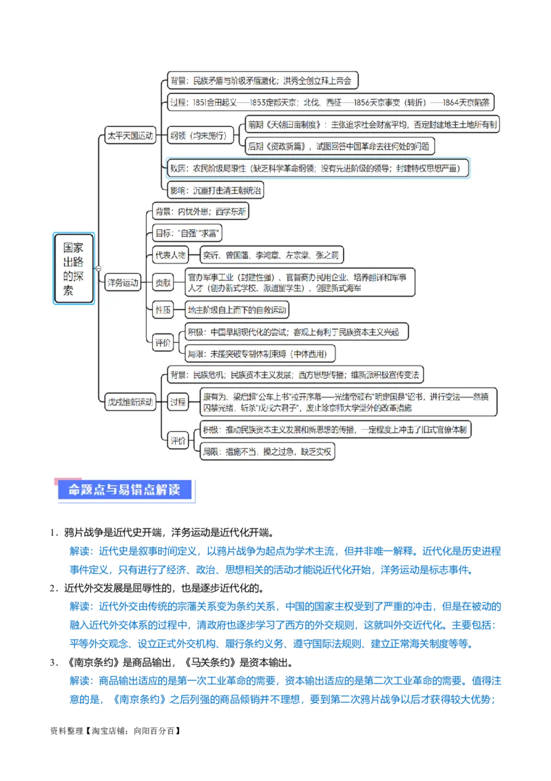 重难点05晚清时期的内忧外患和救亡图存（解析版）_07高考历史_新高考复习资料_2024年新高考复习资料_专项复习资料_❤2024年高考历史热点&middot;重点&middot;难点专练（新高考专用）