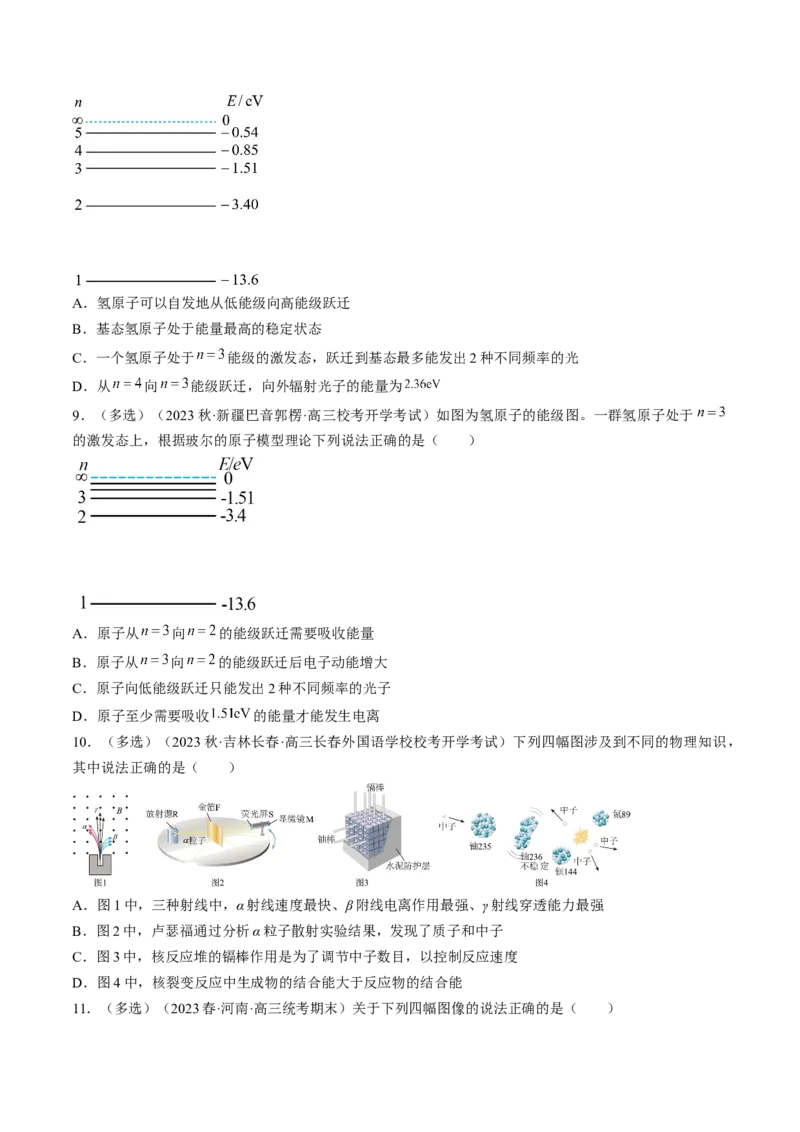 考点56　原子结构　原子核（原卷版）_04高考物理_通用版（老高考）复习资料_2024年复习资料_完备战2024年高考物理一轮复习考点帮（全国通用）