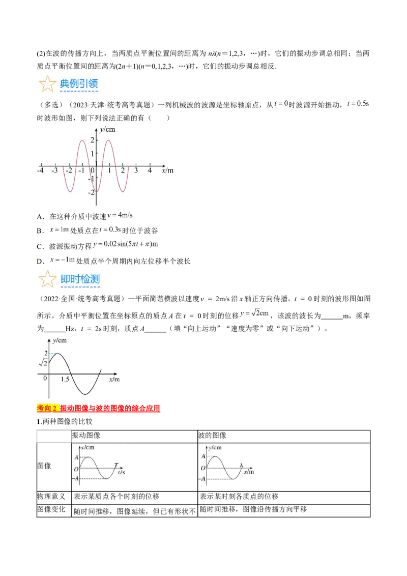 考点62机械波（原卷版）_04高考物理_通用版（老高考）复习资料_2024年复习资料_完备战2024年高考物理一轮复习考点帮（全国通用）