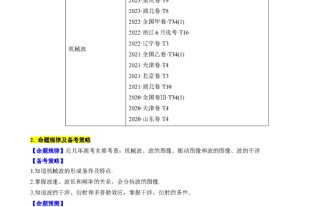考点62机械波（原卷版）_04高考物理_通用版（老高考）复习资料_2024年复习资料_完备战2024年高考物理一轮复习考点帮（全国通用）