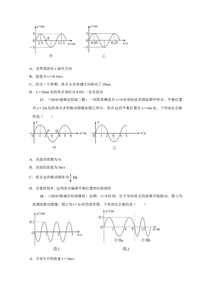 选择9机械振动机械波（原卷版）_04高考物理_2025年新高考资料_二轮复习_模型与方法2025届高考物理二轮复习热点题型归类340322924