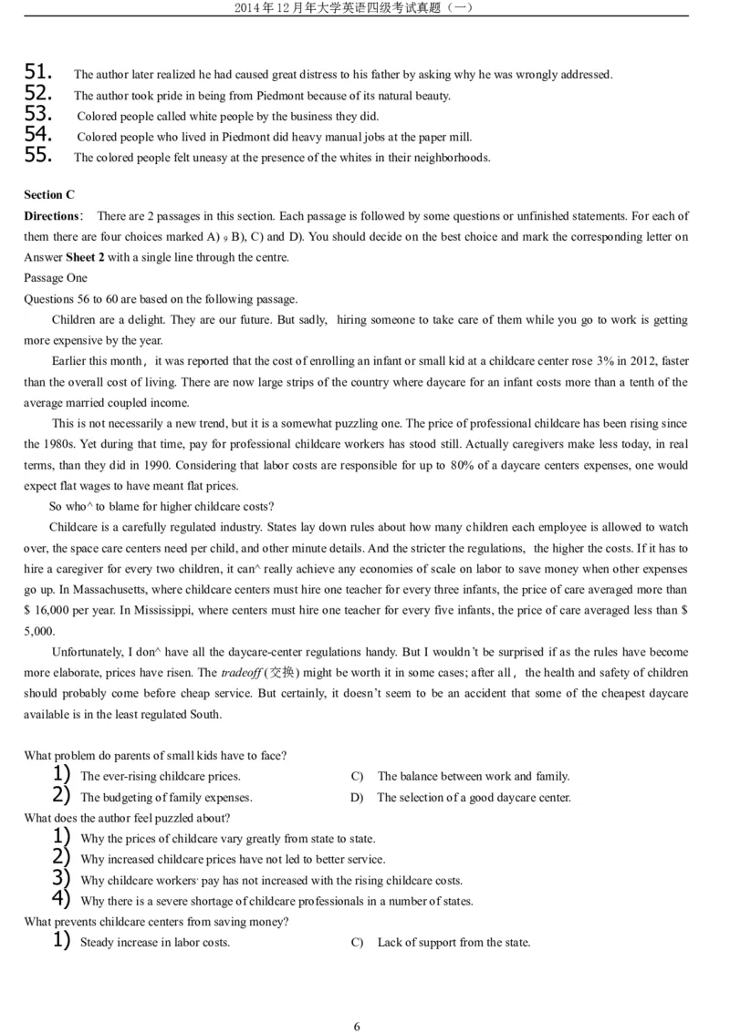 2014年12月年大学英语四级考试真题（一）_英语四六级保存避免失效_最新更新，视频都在这_2026、6月四级速转存易和谐_新大学英语2025.6月4.6级真题_※1.四级历年真题、解析及听力