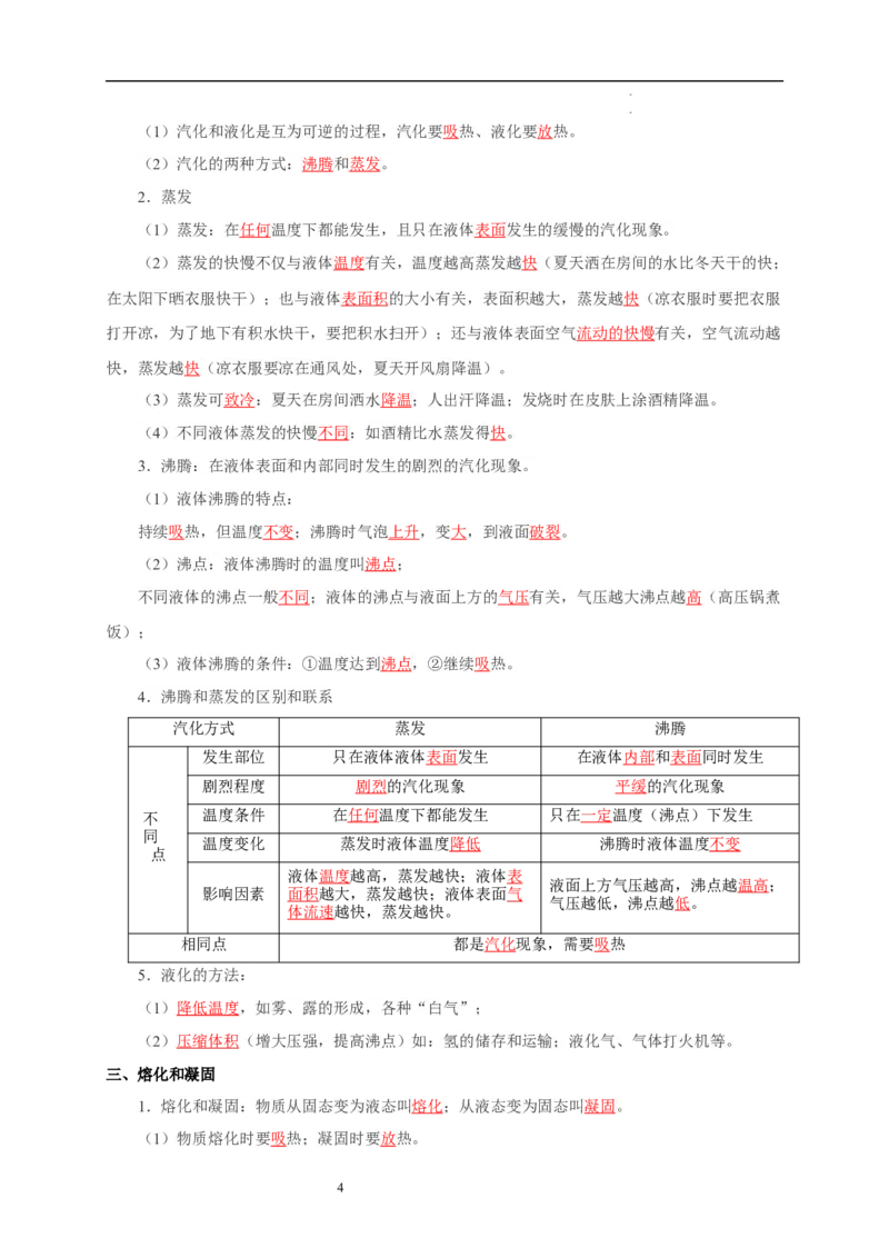 第四章物态变化速记清单（解析版）_8上-初中物理苏科版(4)_06知识清单（齐全）_第1套