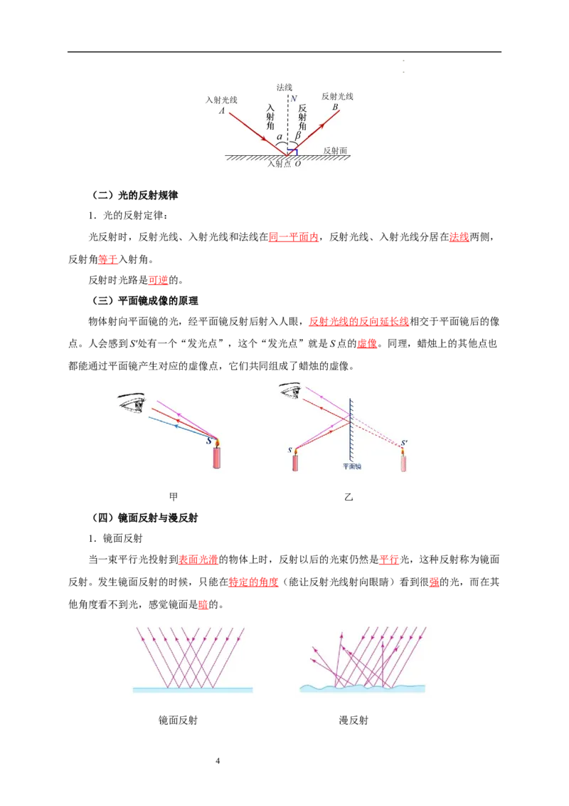 第二章光现象速记清单（解析版）_8上-初中物理苏科版(4)_06知识清单（齐全）_第1套_第2章+光现象速记清单-新教材2024-2025学年八年级物理上册单元速记&middot;巧练（苏科版2024）