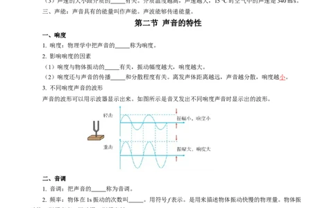 第一章声现象（单元知识清单）学生版_8上-初中物理苏科版(4)_06知识清单（齐全）_第2套_第1章声现象（单元知识清单）-上好课八年级物理上册同步高效课堂（苏科版2024）