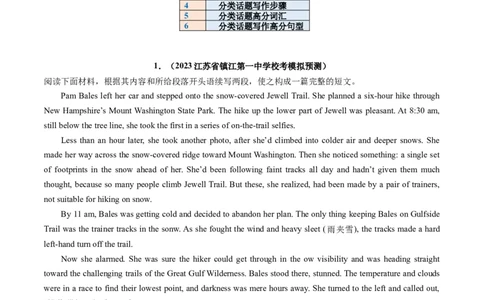 重点话题突破04历险、探险类（读后续写高频主题分类）（讲义）（解析版）_03高考英语_新高考复习资料_2024年新高考资料_一轮复习资料_第八部分读后续写高频主题分类_解析版