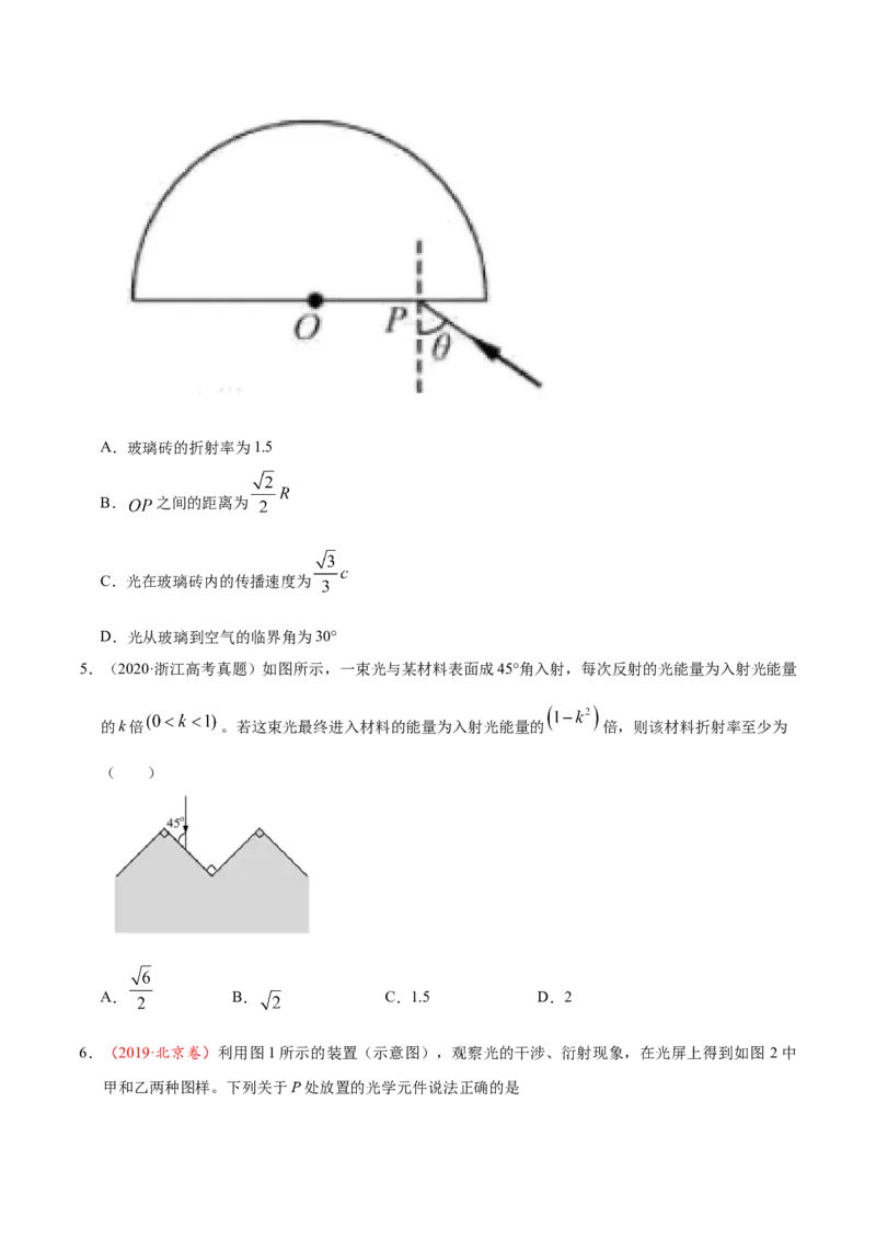 解密18光学（原卷版）-高频考点解密2021年高考物理二轮复习讲义+分层训练_04高考物理_新高考复习资料_2021年新高考资料_高频考点解密2021年高考物理二轮复习讲义+分层训练