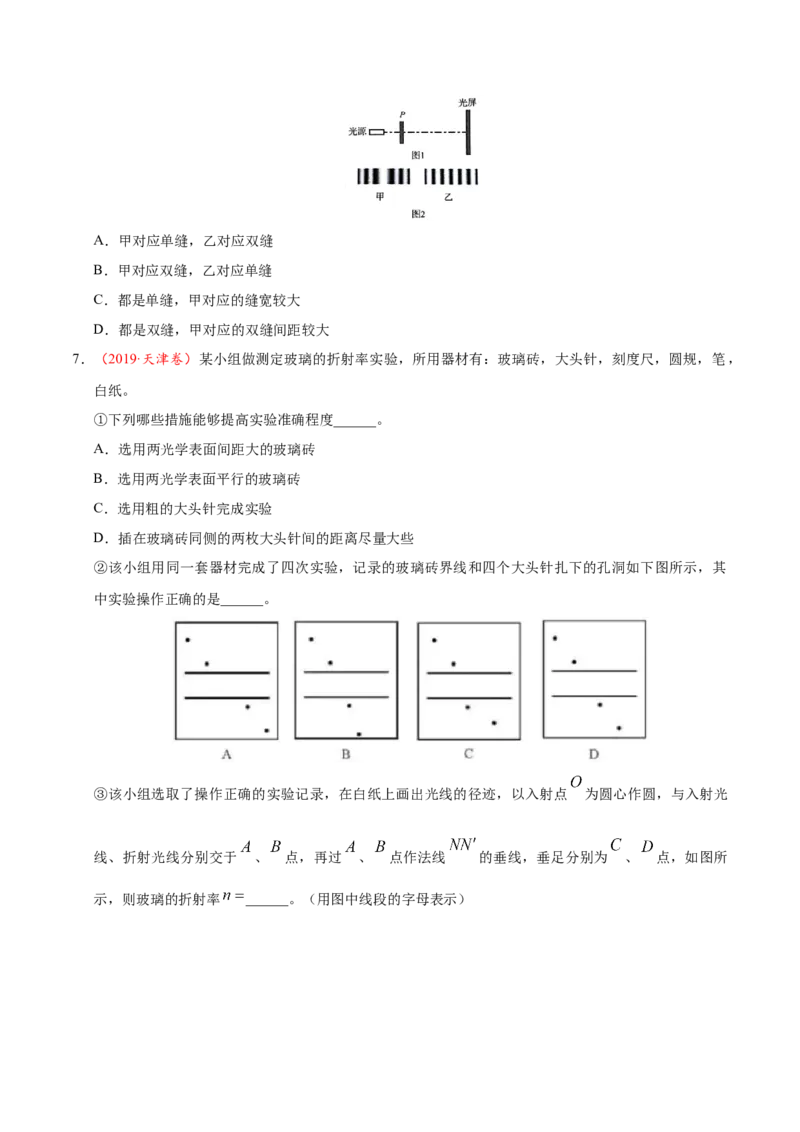 解密18光学（原卷版）-高频考点解密2021年高考物理二轮复习讲义+分层训练_04高考物理_新高考复习资料_2021年新高考资料_高频考点解密2021年高考物理二轮复习讲义+分层训练