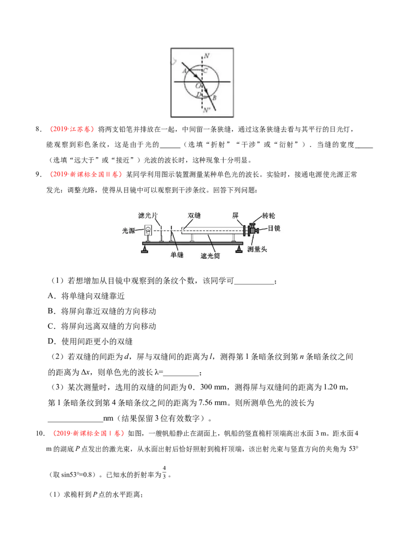 解密18光学（原卷版）-高频考点解密2021年高考物理二轮复习讲义+分层训练_04高考物理_新高考复习资料_2021年新高考资料_高频考点解密2021年高考物理二轮复习讲义+分层训练