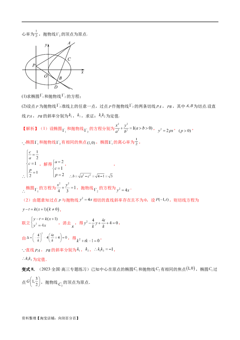 重难点突破14阿基米德三角形（七大题型）（解析版）_02高考数学_新高考复习资料_2024年新高考资料_一轮复习资料_完2024年高考数学一轮复习讲练测(课件+讲义+练习)（新高考）