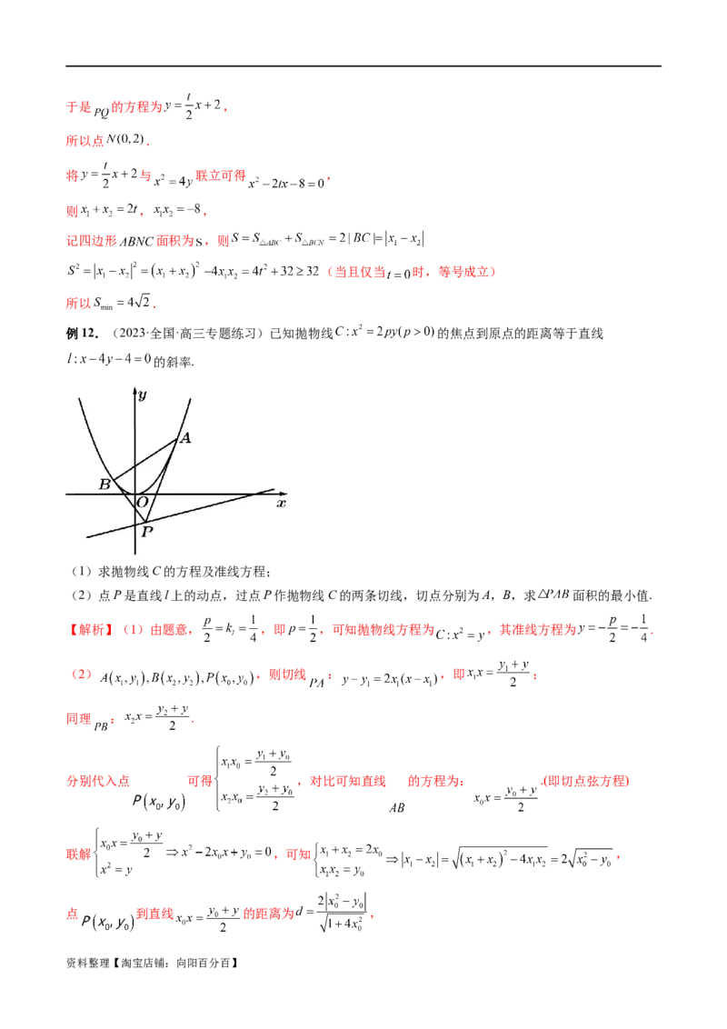 重难点突破14阿基米德三角形（七大题型）（解析版）_02高考数学_新高考复习资料_2024年新高考资料_一轮复习资料_完2024年高考数学一轮复习讲练测(课件+讲义+练习)（新高考）