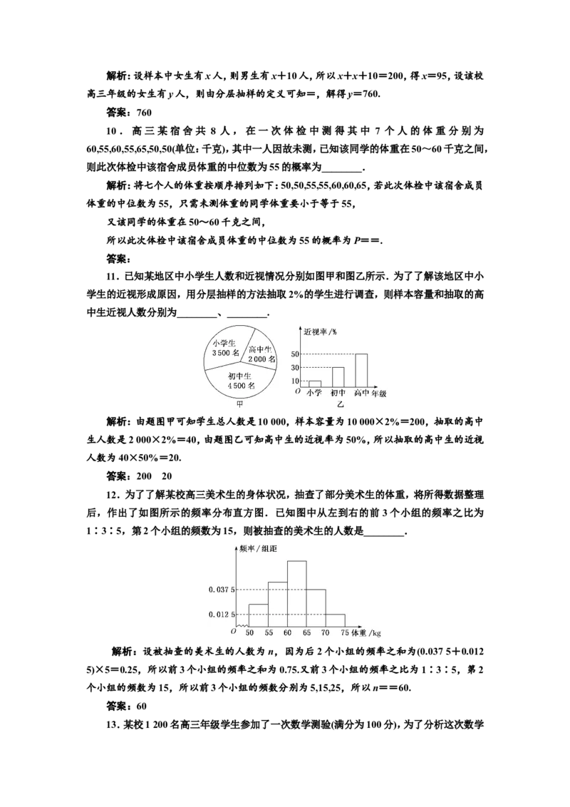 课时跟踪检测（五十一）统计作业_02高考数学_新高考复习资料_2022年新高考资料_2022届一轮复习讲练结合_第九章统计与统计案例_第一节统计