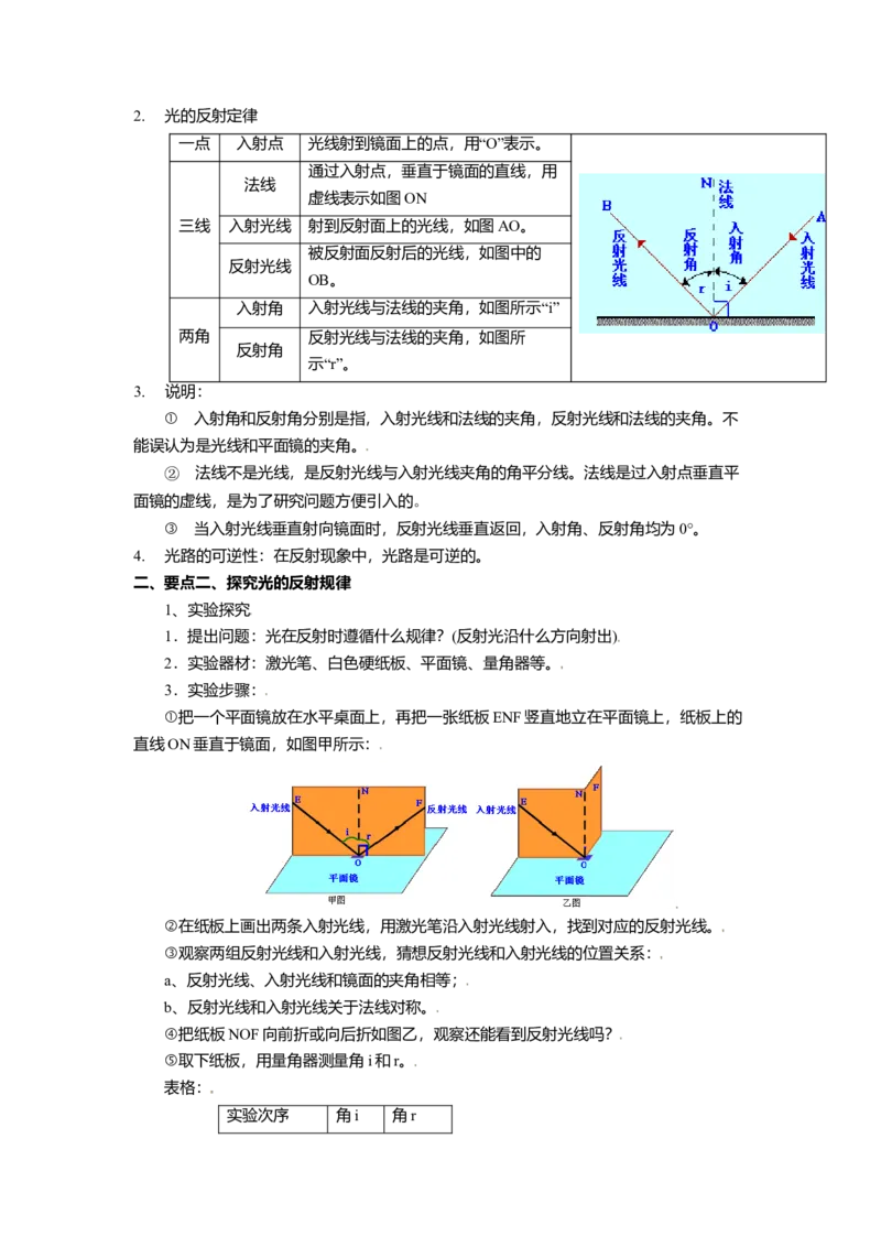 3.5光的反射教案(解析版)_8上-初中物理苏科版(4)_赠送：旧版资料（和新版好多一样，仍具有很大参考价值）_03讲义_3.5光的反射教案(解析版)