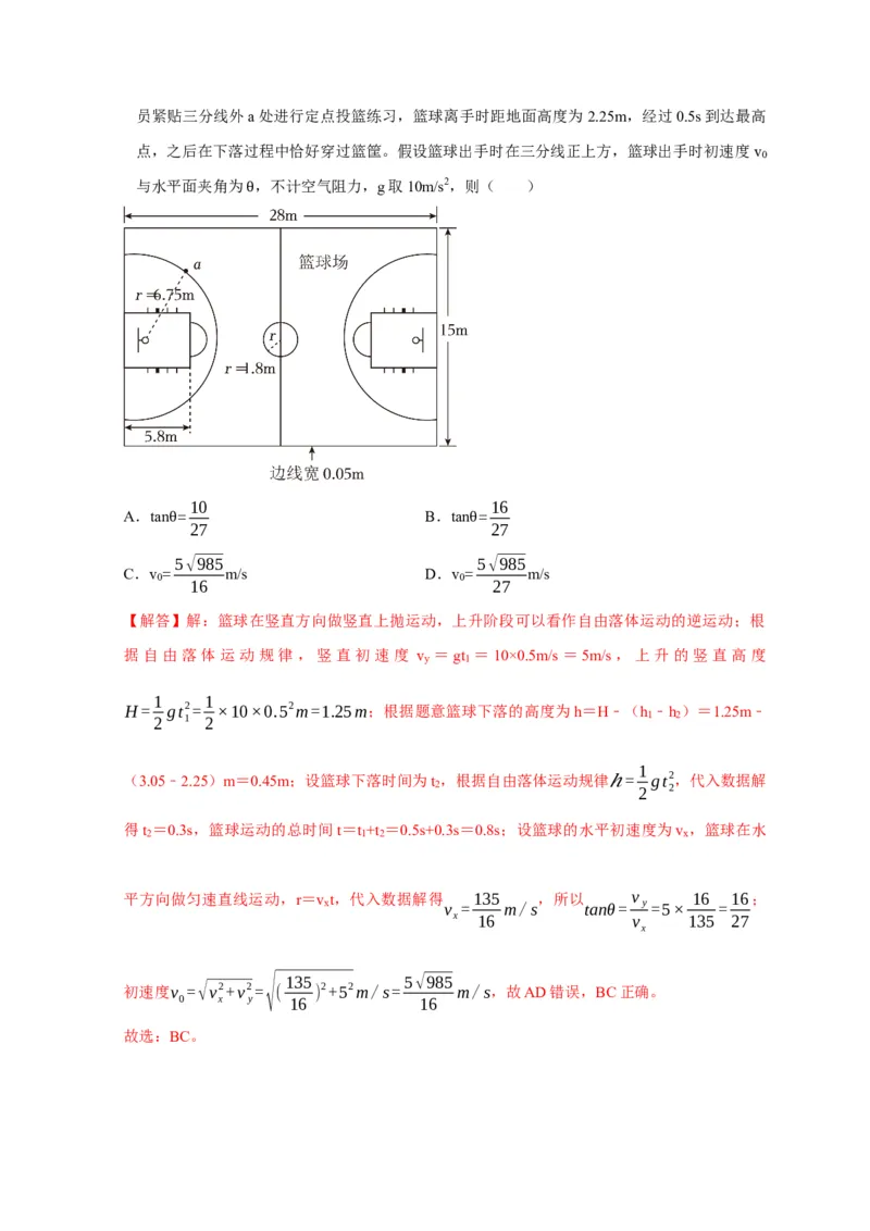 选择2力和曲线运动（解析版）_04高考物理_2025年新高考资料_二轮复习_模型与方法2025届高考物理二轮复习热点题型归类340322924