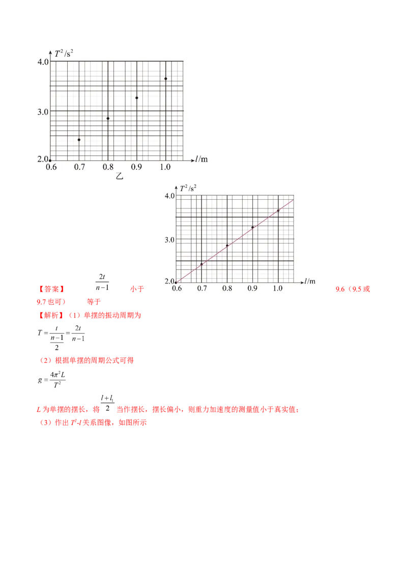 考点63实验：用单摆测量重力加速度（解析版）_04高考物理_通用版（老高考）复习资料_2024年复习资料_完备战2024年高考物理一轮复习考点帮（全国通用）_答案解析版
