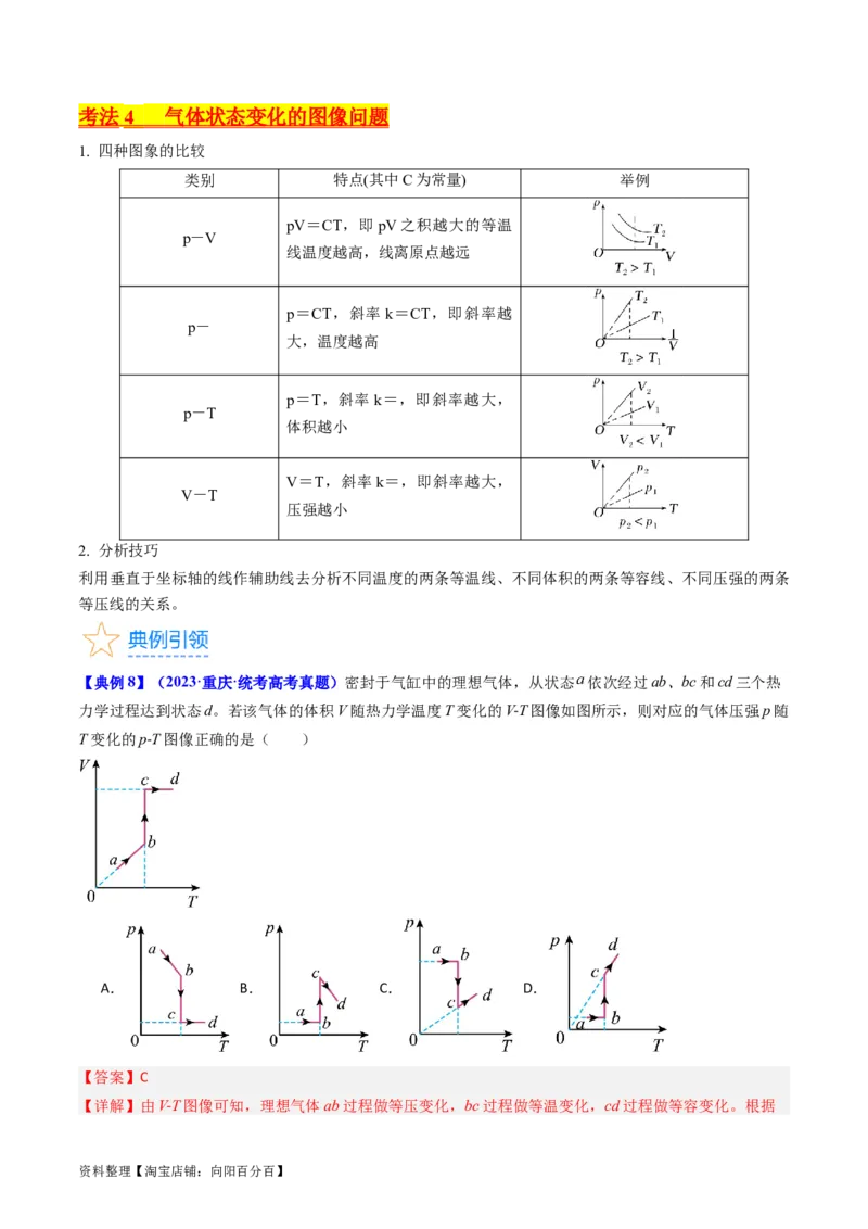 考点56固体气体和液体（核心考点精讲+分层精练)解析版_04高考物理_新高考复习资料_2024新高考复习资料_一轮复习资料_完备战2024年高考物理一轮复习考点帮（新高考专用）
