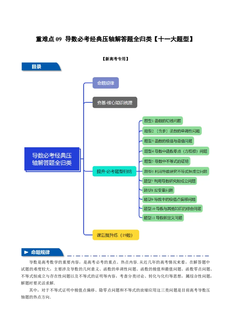 重难点09导数必考经典压轴解答题全归类十一大题型（举一反三）（新高考专用）（原卷版）_02高考数学_2025年新高考资料_二轮复习_二、重难点突破篇