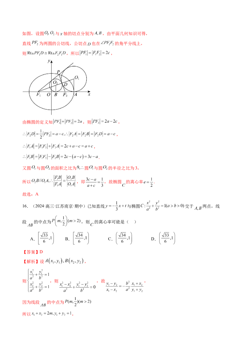 重难点突破04轻松搞定圆锥曲线离心率二十大模型（二十大题型）（解析版）_2025年新高考资料_一轮复习_2025年高考数学一轮复习讲练测（新教材新高考，含2024高考真题）