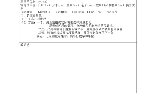 苏科初中物理八上《5.1长度和时间的测量》word教案(4)_8上-初中物理苏科版(4)_赠送：旧版资料（和新版好多一样，仍具有很大参考价值）_02教案