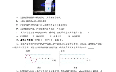 第一章声现象（单元测试）（原卷版）_8上-初中物理苏科版(4)_05单元测试+期中期末（齐全）_单元测试（第2套）