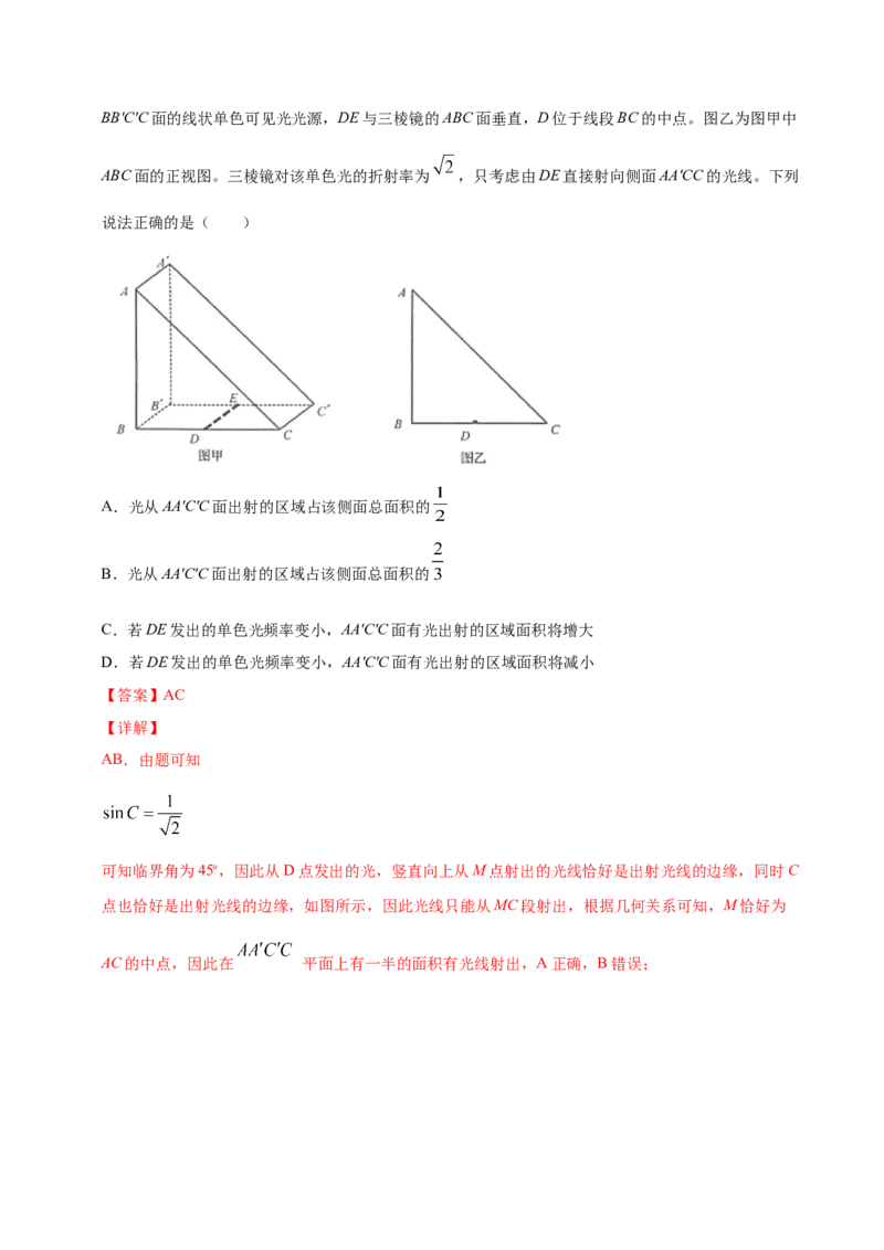 解密18光学（解析版）-高频考点解密2021年高考物理二轮复习讲义+分层训练_04高考物理_新高考复习资料_2021年新高考资料_高频考点解密2021年高考物理二轮复习讲义+分层训练