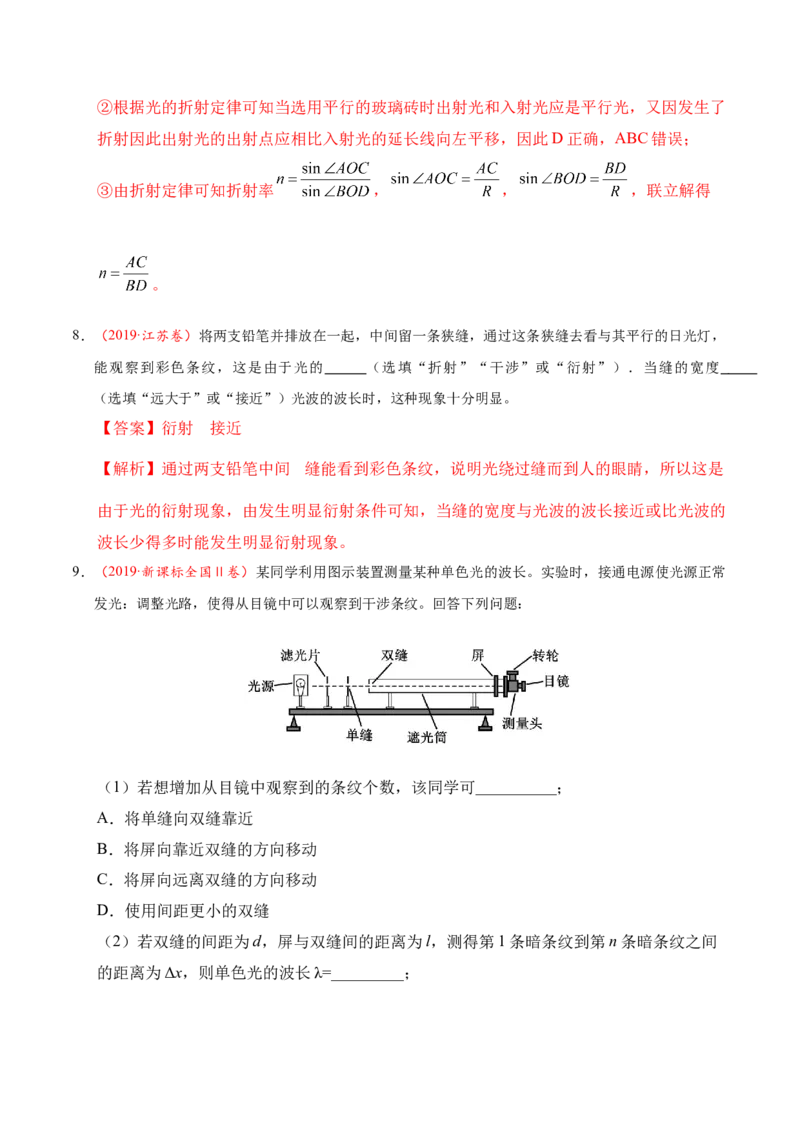 解密18光学（解析版）-高频考点解密2021年高考物理二轮复习讲义+分层训练_04高考物理_新高考复习资料_2021年新高考资料_高频考点解密2021年高考物理二轮复习讲义+分层训练