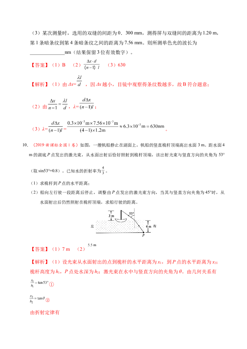 解密18光学（解析版）-高频考点解密2021年高考物理二轮复习讲义+分层训练_04高考物理_新高考复习资料_2021年新高考资料_高频考点解密2021年高考物理二轮复习讲义+分层训练