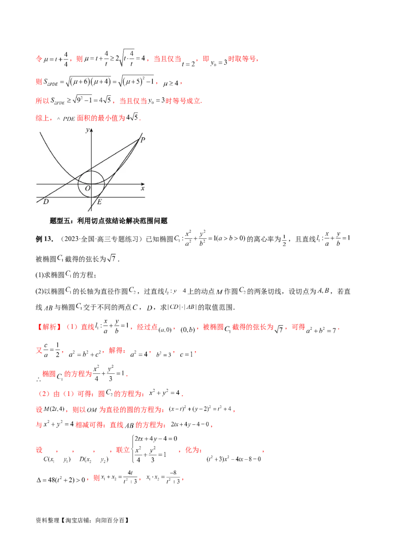 重难点突破13切线与切点弦问题（五大题型）（解析版）_02高考数学_新高考复习资料_2024年新高考资料_一轮复习资料_完2024年高考数学一轮复习讲练测(课件+讲义+练习)（新高考）