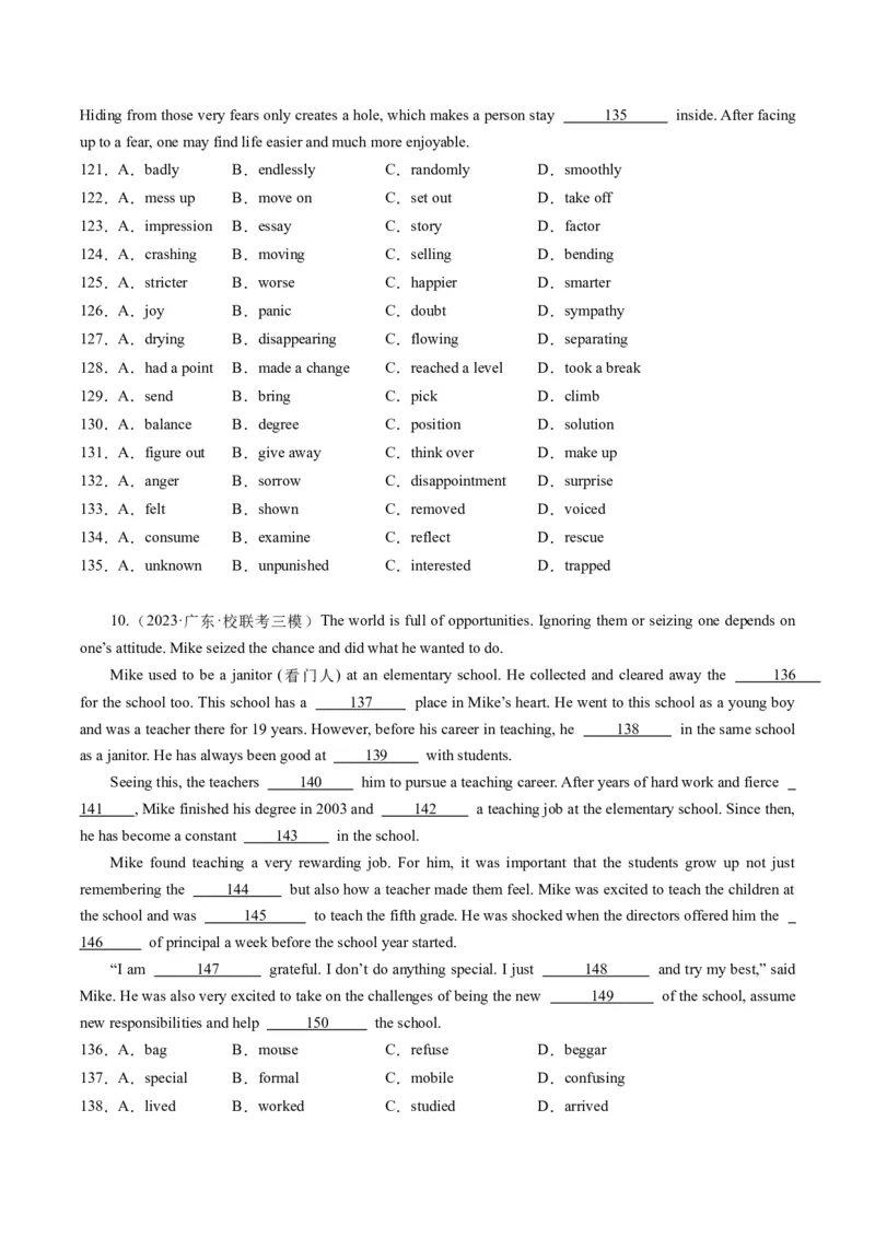 重难点07完形填空夹叙夹议-2024年高考英语热点&middot;重点&middot;难点专练（新高考专用）（原卷版）_03高考英语_新高考复习资料_2024年新高考资料_专项复习资料_重点难点练