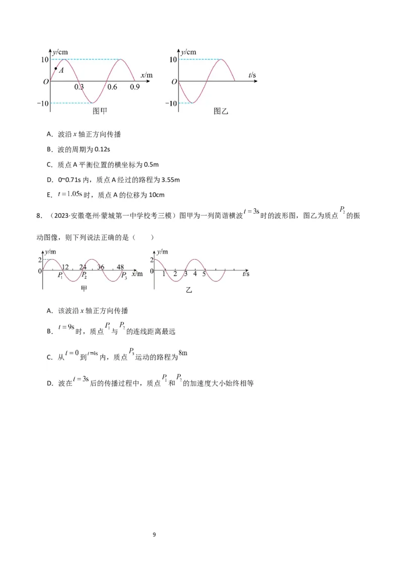 考点巩固卷49波的图象问题（原卷版）_04高考物理_新高考复习资料_2024新高考复习资料_一轮复习资料_完2024年高考物理一轮复习考点通关卷（新高考通用）_考点巩固卷_力学部分