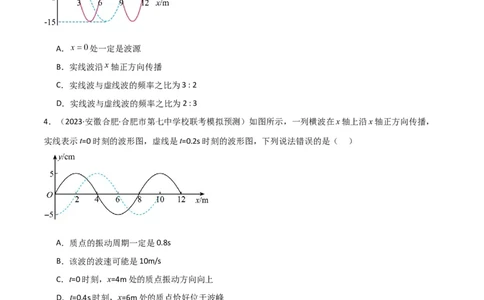 考点巩固卷49波的图象问题（原卷版）_04高考物理_新高考复习资料_2024新高考复习资料_一轮复习资料_完2024年高考物理一轮复习考点通关卷（新高考通用）_考点巩固卷_力学部分